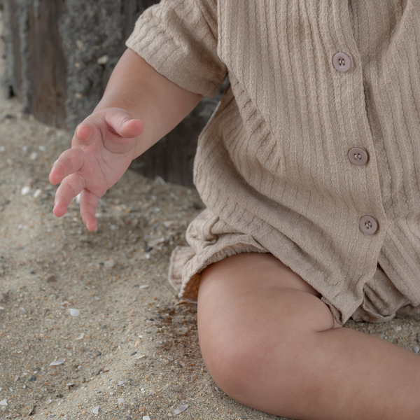 Ribbed Button-Front Play Set - Sand Dune