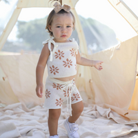 Knit Tank Top Set - Flower Pattern