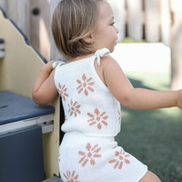 Knit Tank Top Set - Flower Pattern