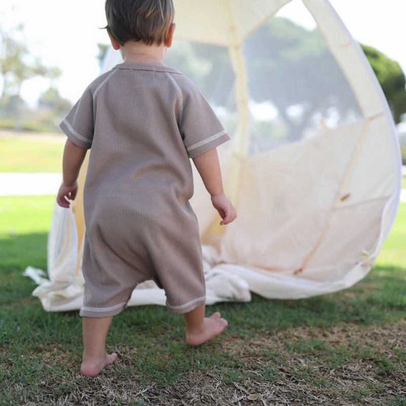 Pebble Waffle Henley Romper