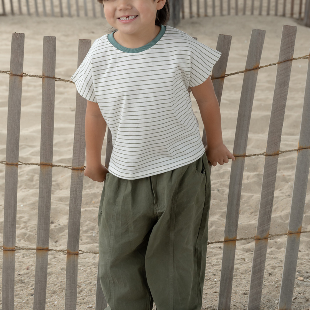 Driftline Tee- Green Stripe