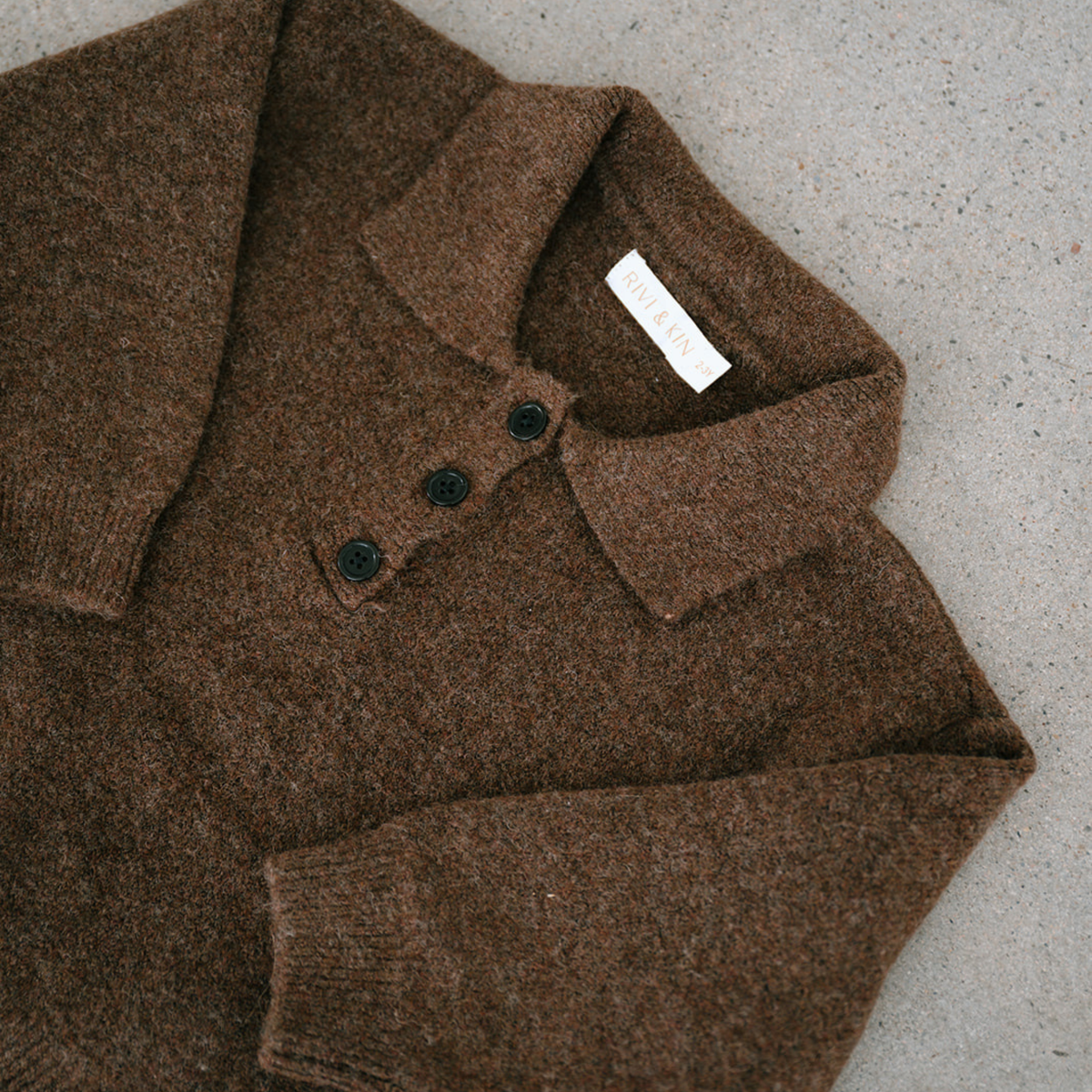 Long Sleeve Polo - Cocoa