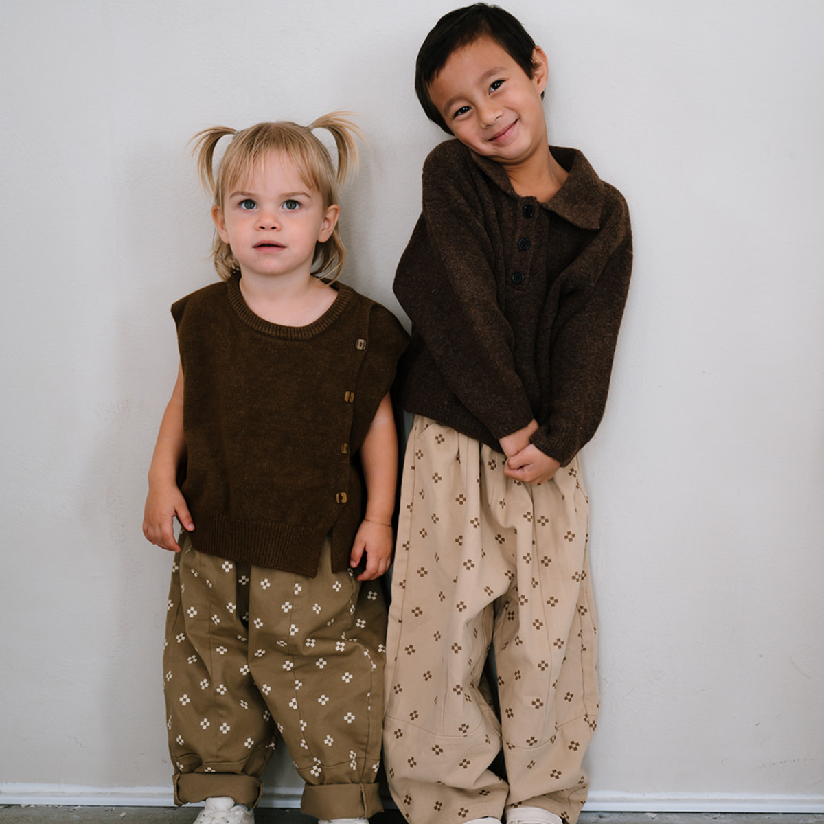 Pattern Drop Crotch Pant - Khaki