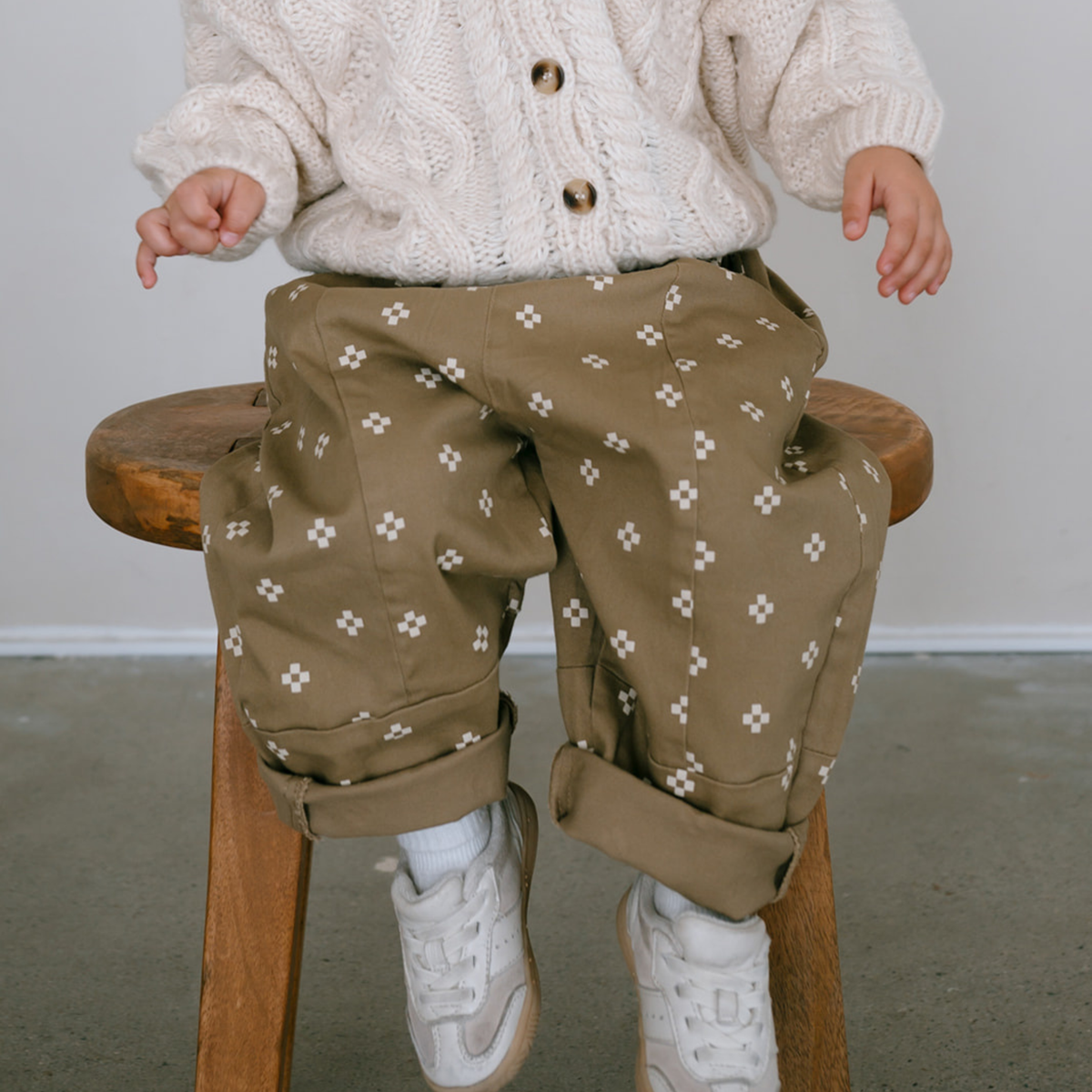 Pattern Drop Crotch Pant - Khaki