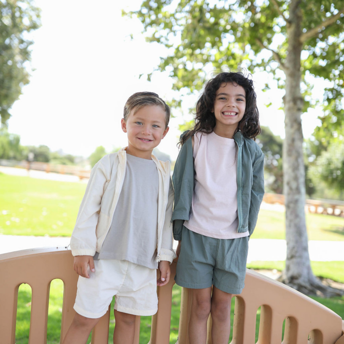 Windbreaker & shorts set - cream