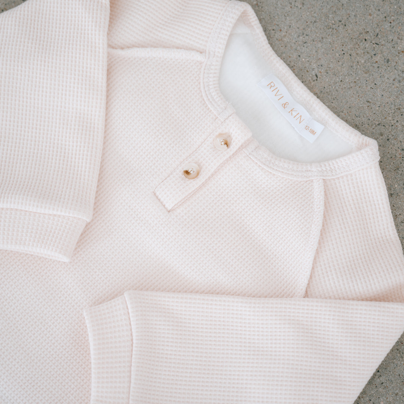 Waffle Henley Long Sleeve - Ivory