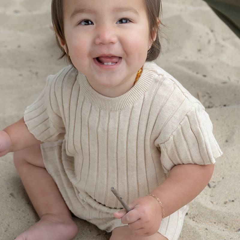 Ribbed Knit Set - Oyster
