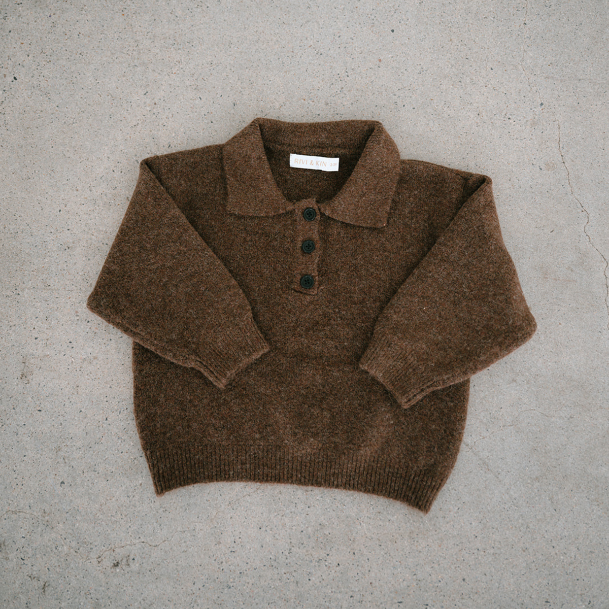 Long Sleeve Polo - Cocoa