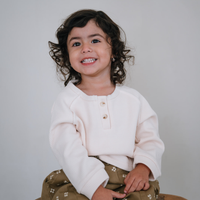 Waffle Henley Long Sleeve - Ivory