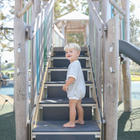 Coastline Bubble Onesie - Gray Stripe