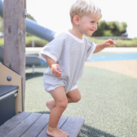 Coastline Bubble Onesie - Gray Stripe