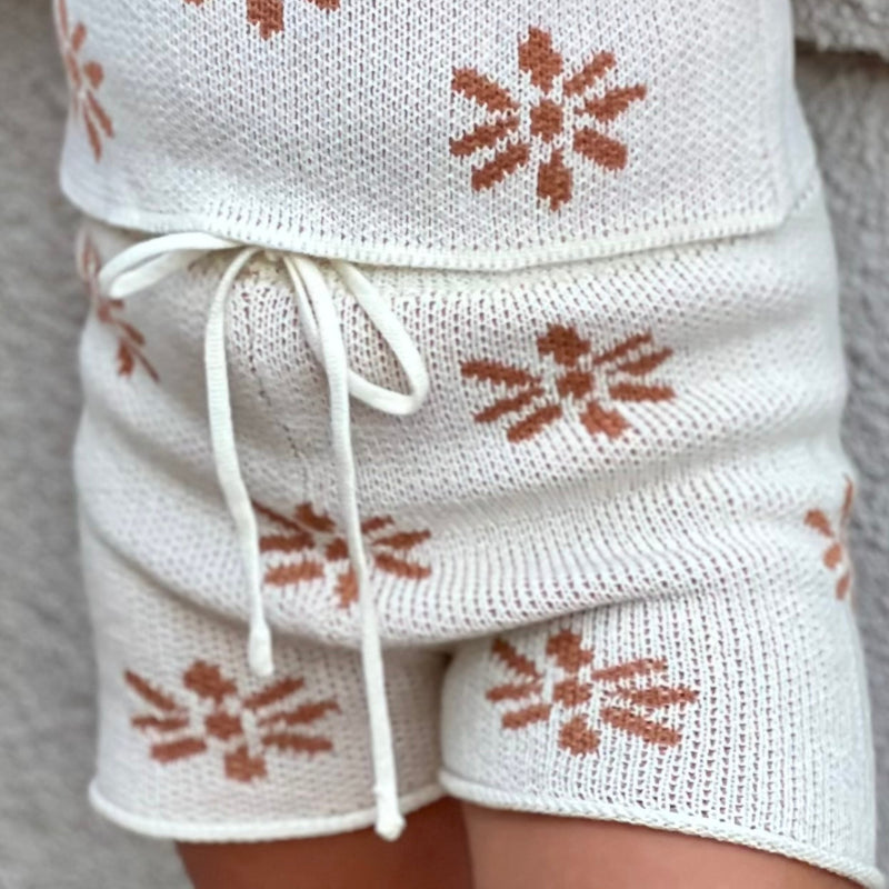 Knit Tank Top Set - Flower Pattern