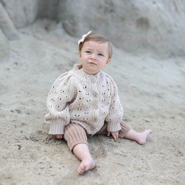 Eyelet Cardigan - Sandstone Cove – Rivi & Kin Eyelet Cardigan - Sandstone Cove – Rivi & Kin