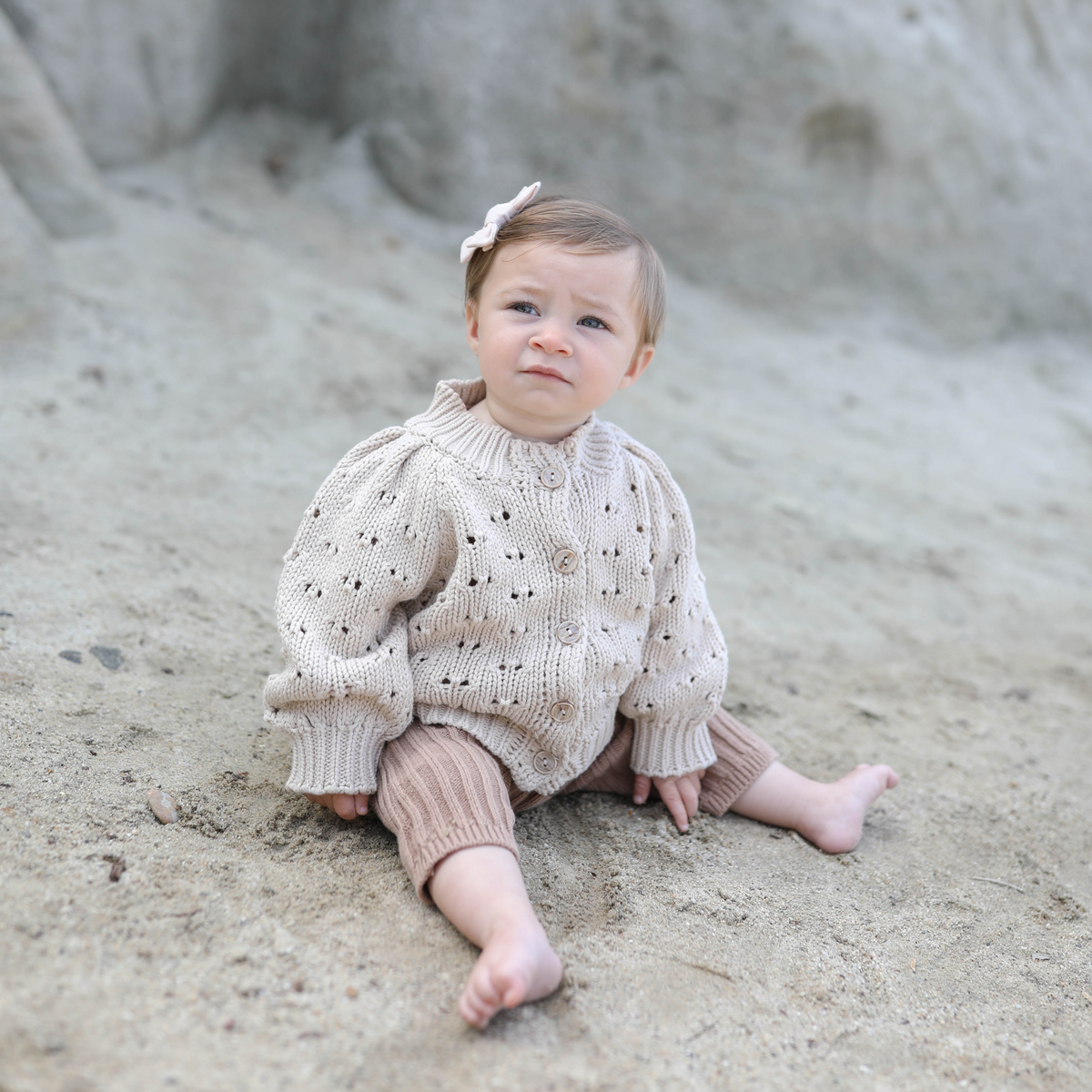 Eyelet Cardigan - Sandstone Cove