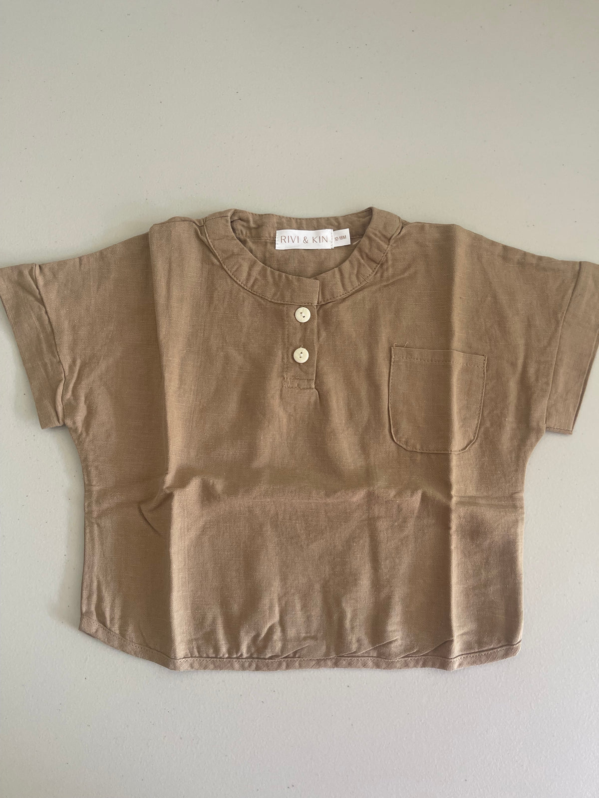 Coastal Breeze Linen Tee - Brown