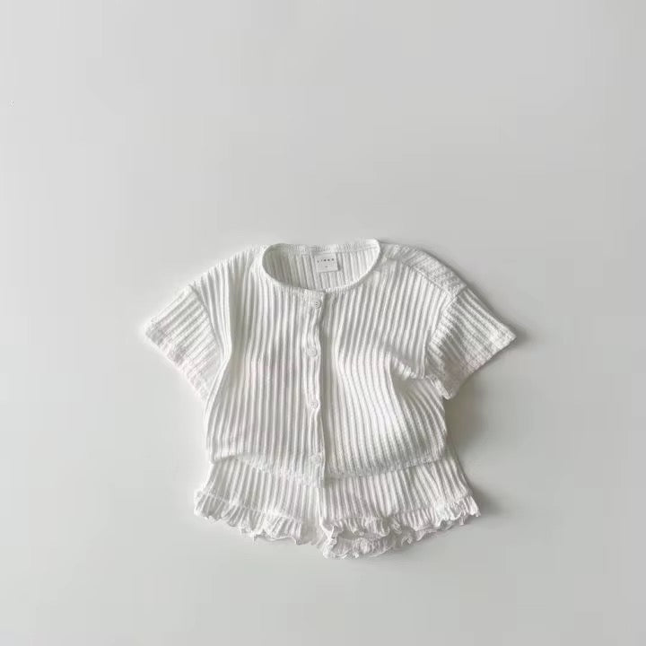 Ribbed Button-Front Play Set – Salt