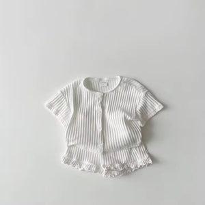 Ribbed Button-Front Play Set – Salt