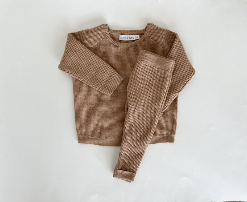 Knit Long Sleeve & Legging Set - Tan