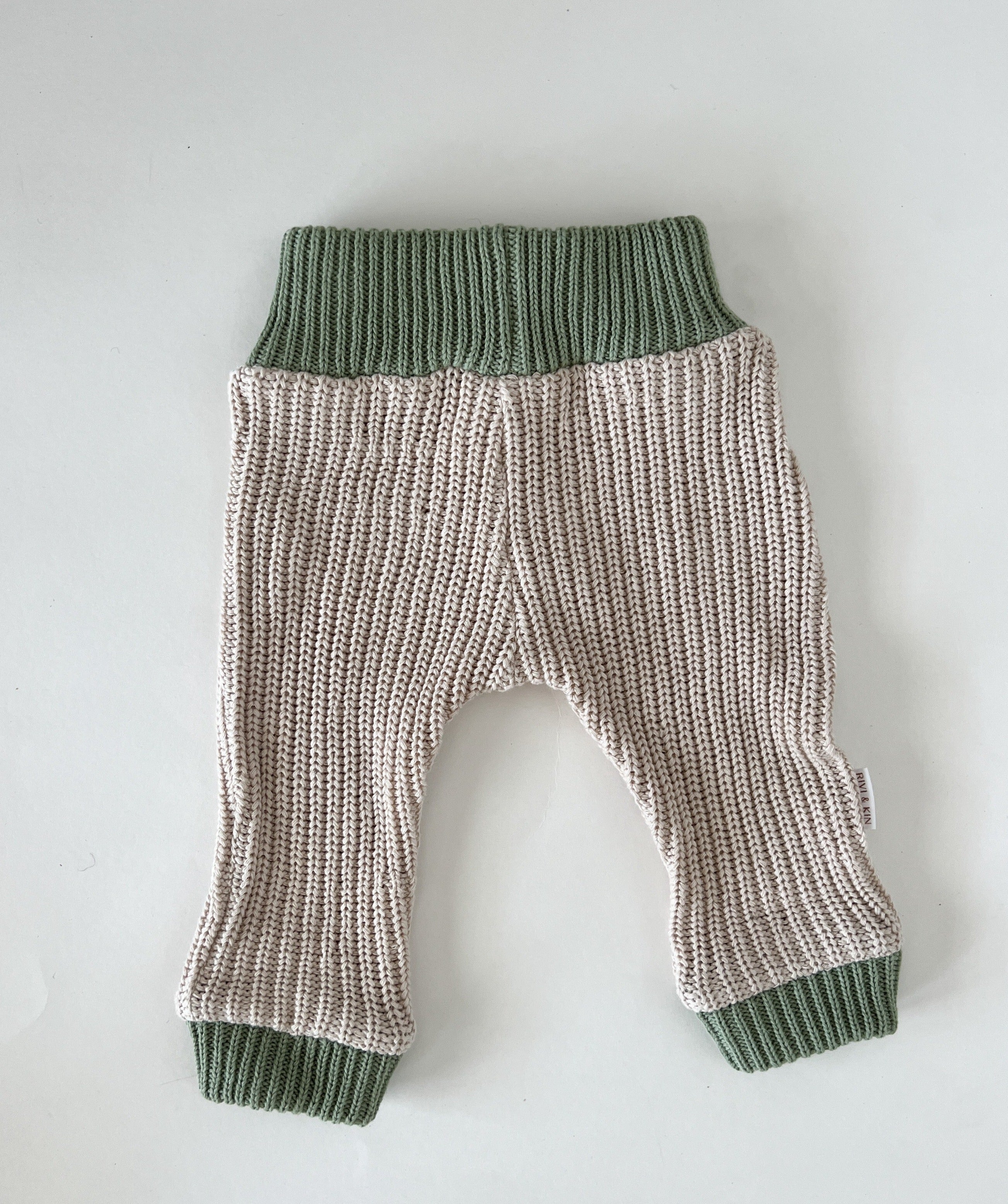 Two-Tone Cotton Knit Jogger - Sage